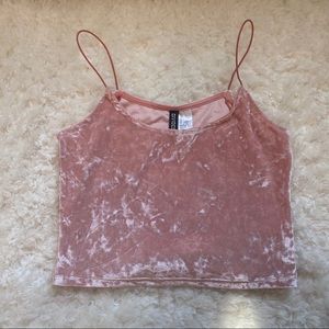 Pink velvet crop top